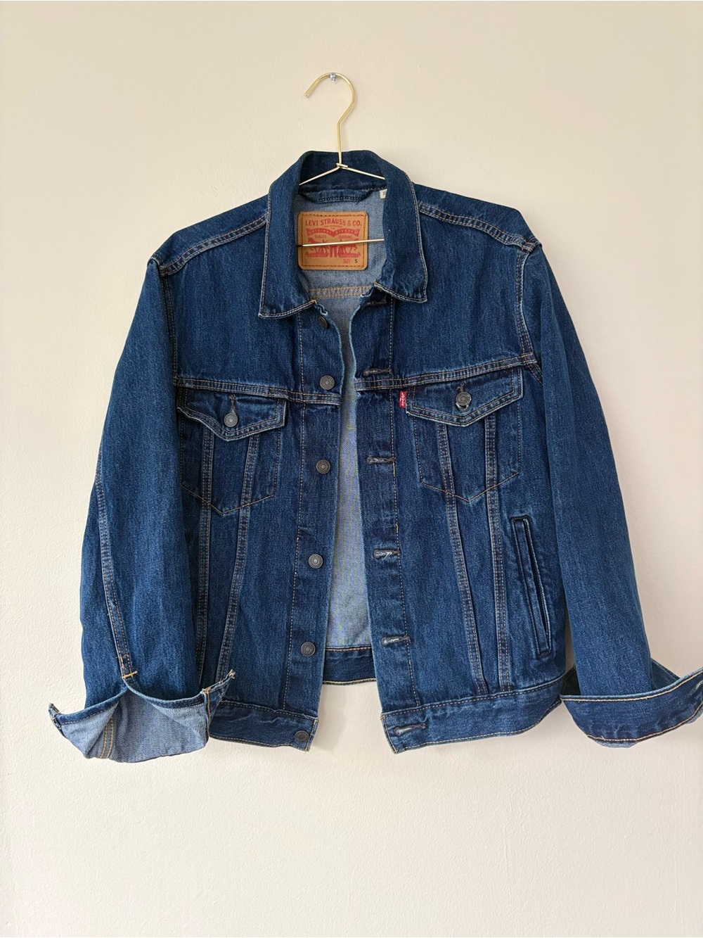 Levi’s Original Denim Jacket Dark Wash Button Front Size Small